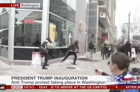 Protestors bring shouts, placards to Trump’s inauguration celebration