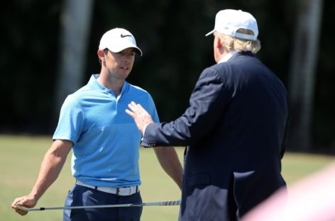 President Trump plays round of golf with Rory Mcllroy in Florida