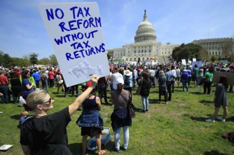 Protesters in Texas demand release of Trump tax returns