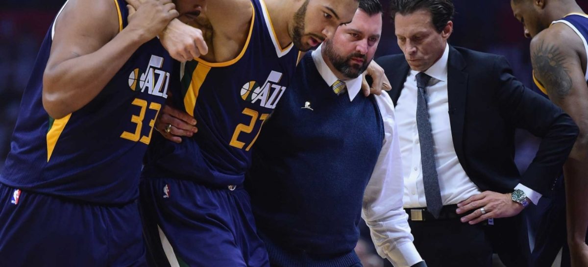 Utah’s Gobert leaves game after getting hurt on 1st play