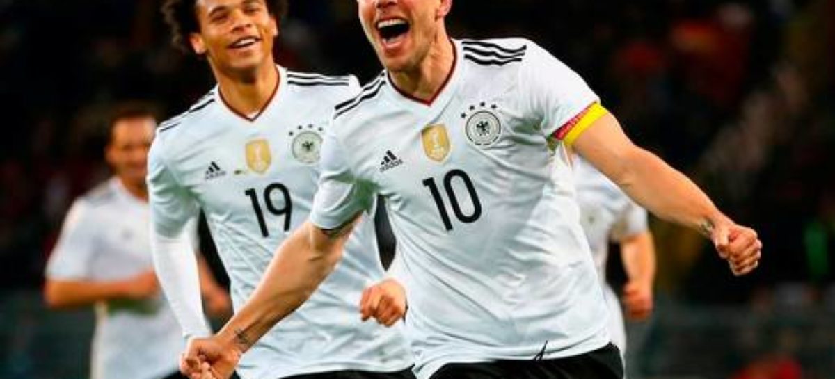 Podolski Nets Winning Goal in Last Game for Germany