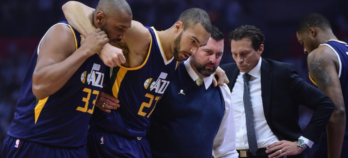 Utah’s Rudy Gobert has hyperextended left knee, bone bruise