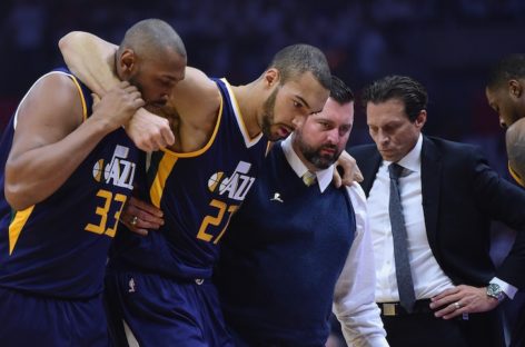 Utah’s Rudy Gobert has hyperextended left knee, bone bruise