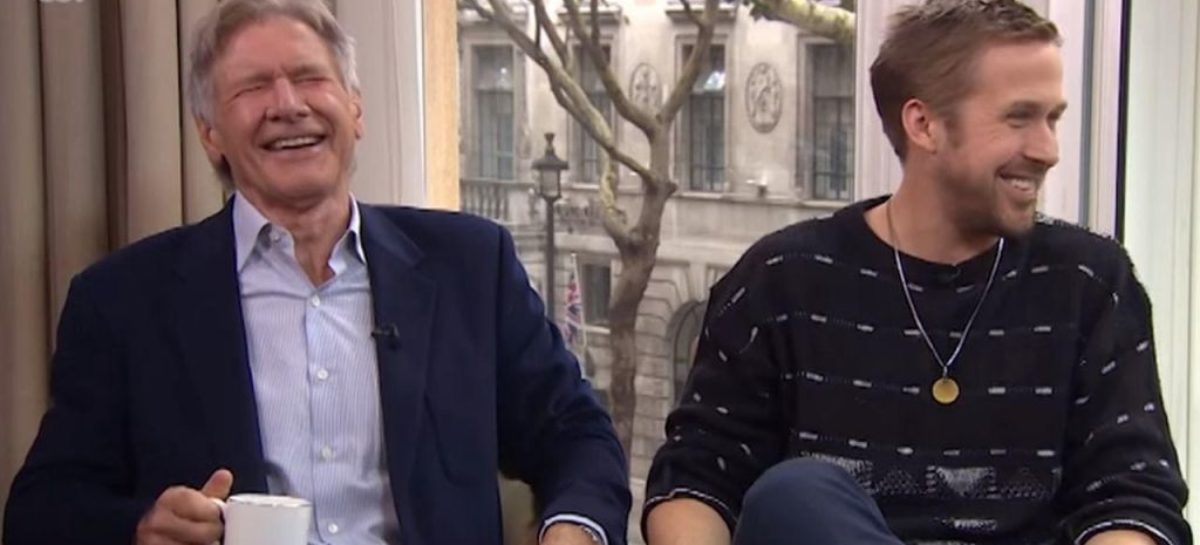 Harrison Ford, Ryan Gosling can’t stop laughing in boozy British interview