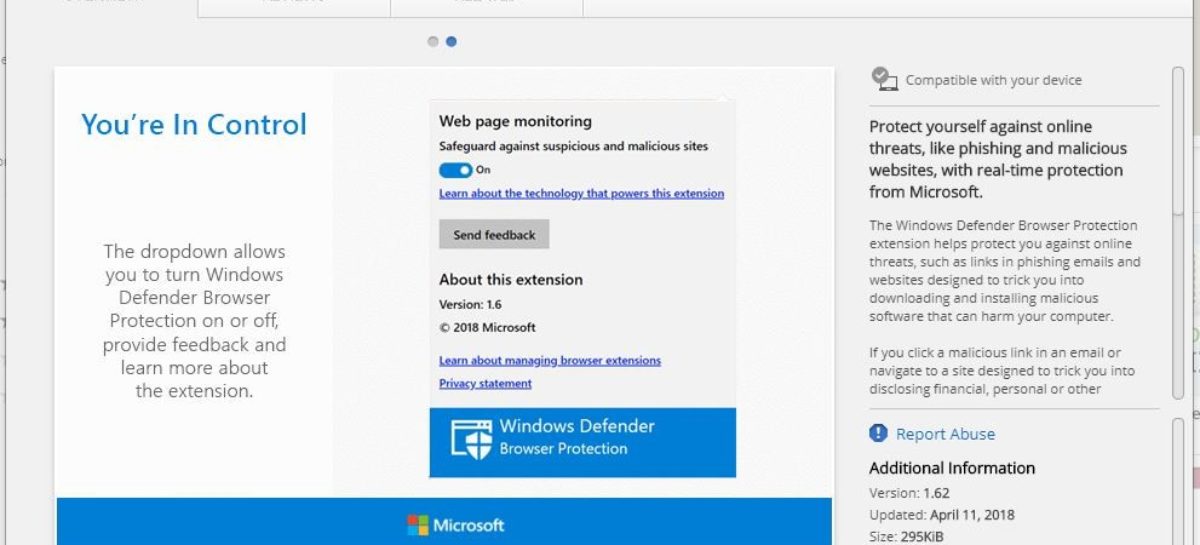 Microsoft releases Windows Defender Browser Protection extension for Chrome