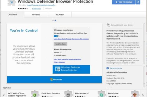 Microsoft releases Windows Defender Browser Protection extension for Chrome